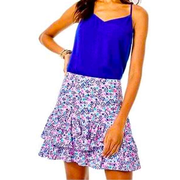 *NWT* LILLY PULITZER TILLY FUN SUN DITZY FLORAL RUFFLED MINI SKIRT 12 - Picture 2 of 7